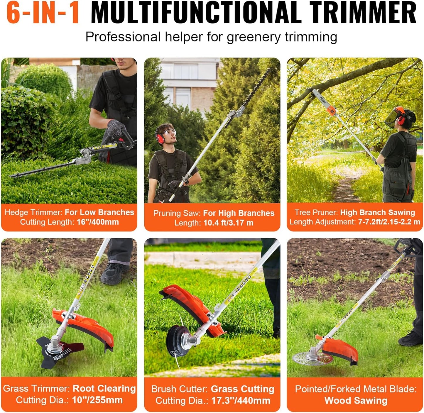52cc Gas-Powered 6-in-1 Multi-Functional Trimmer